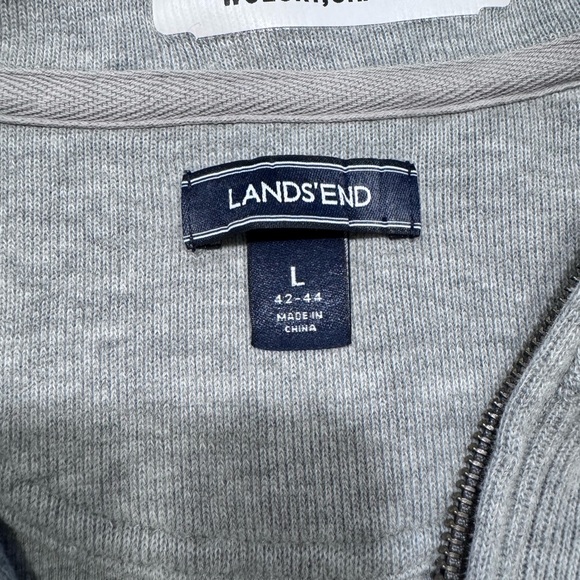 Lands' End Men's Light Gray Quarter Zip-Up Sweater - Picture 5 of 9